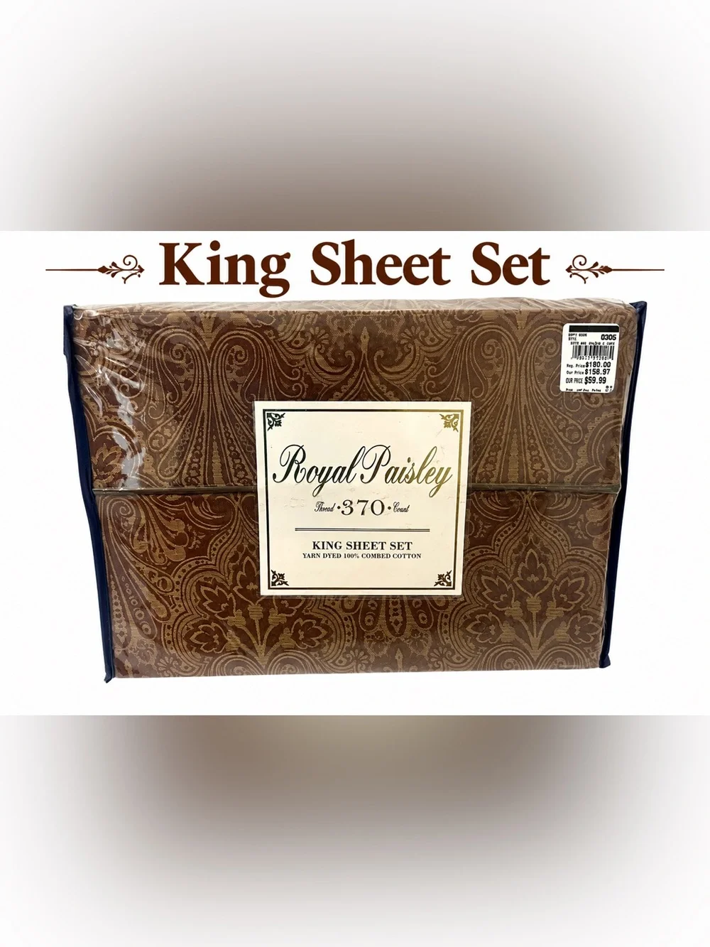 NEW King Sheet Set - Royal Paisley -Brown